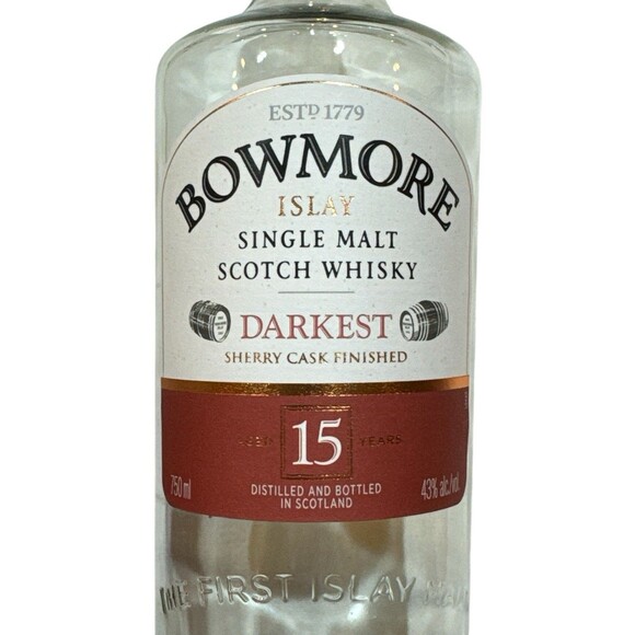 Bowmore Darkest - Empty 15 Year Single Malt Scotch Whisky Bottle, Box & Cork - Picture 6 of 6